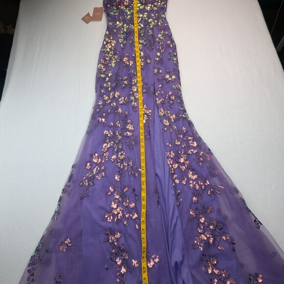 NWT Stacees Strapless Purple Floral Dress - Size 2 - Picture 5 of 17